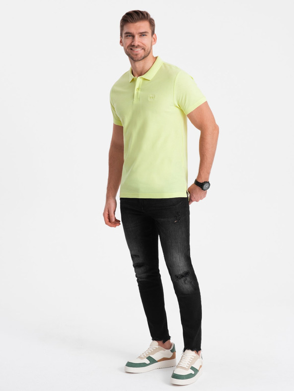 Ombre Clothing Světle zelené pánské basic polo tričko Ombre Clothing