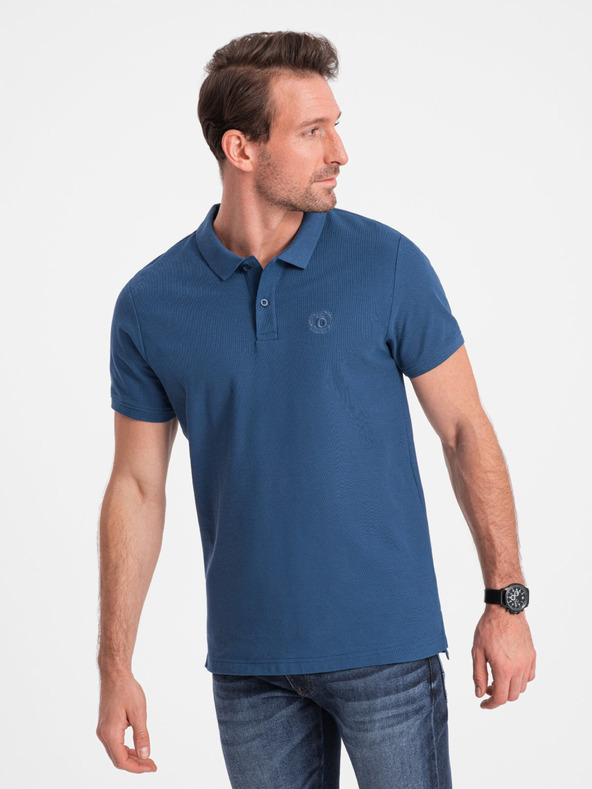 Ombre Clothing Tmavě modré pánské basic polo tričko Ombre Clothing