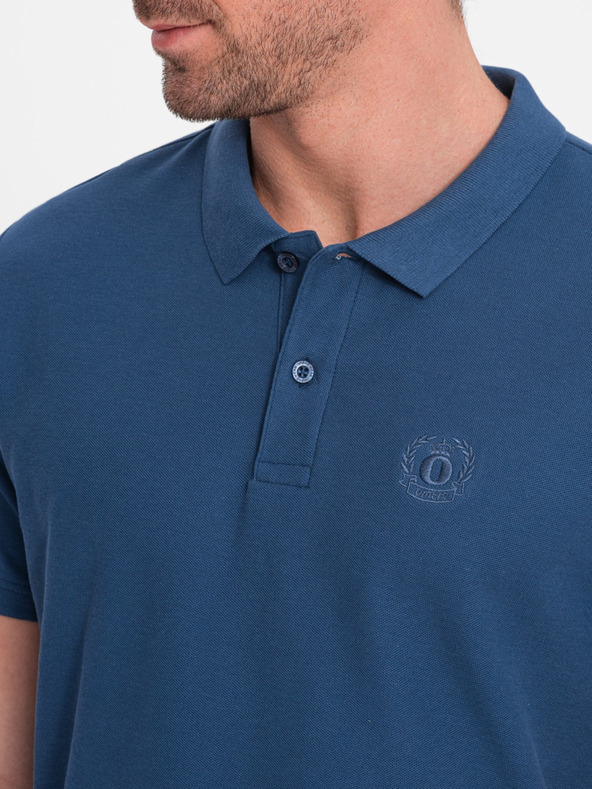 Ombre Clothing Tmavě modré pánské basic polo tričko Ombre Clothing