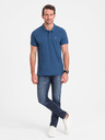 Ombre Clothing Tmavě modré pánské basic polo tričko Ombre Clothing