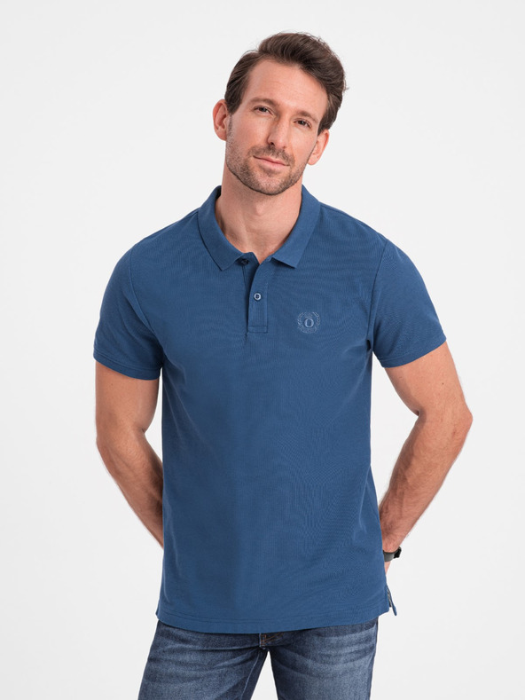 Ombre Clothing Tmavě modré pánské basic polo tričko Ombre Clothing
