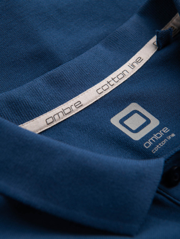 Ombre Clothing Tmavě modré pánské basic polo tričko Ombre Clothing
