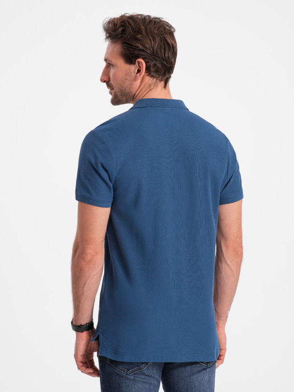 Ombre Clothing Tmavě modré pánské basic polo tričko Ombre Clothing