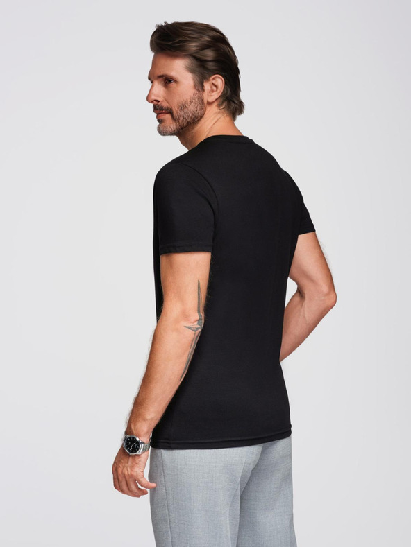 Ombre Clothing Černé pánské tričko s véčkovým výstřihem Ombre Clothing