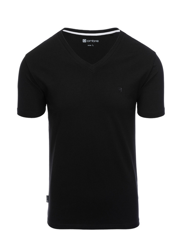 Ombre Clothing Černé pánské tričko s véčkovým výstřihem Ombre Clothing