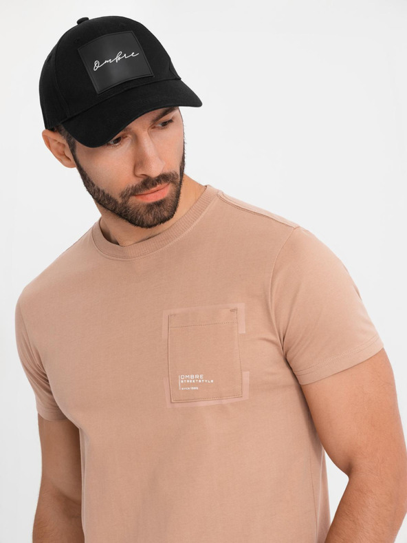 Ombre Clothing Světle hnědé pánské tričko Ombre Clothing