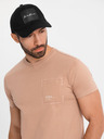 Ombre Clothing Světle hnědé pánské tričko Ombre Clothing