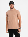 Ombre Clothing Světle hnědé pánské tričko Ombre Clothing