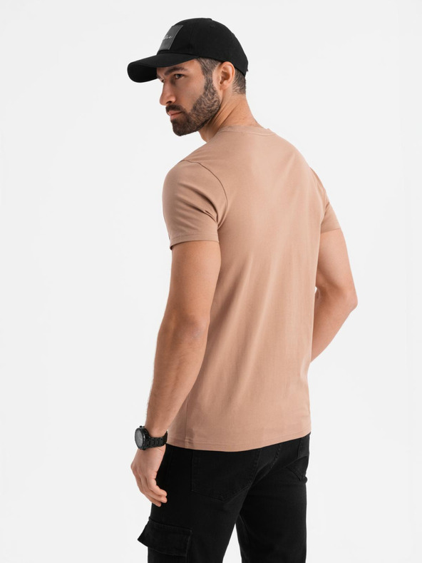 Ombre Clothing Světle hnědé pánské tričko Ombre Clothing