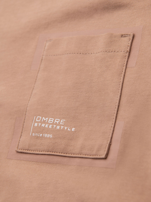 Ombre Clothing Světle hnědé pánské tričko Ombre Clothing