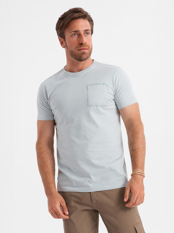 Ombre Clothing Světle šedé pánské tričko Ombre Clothing