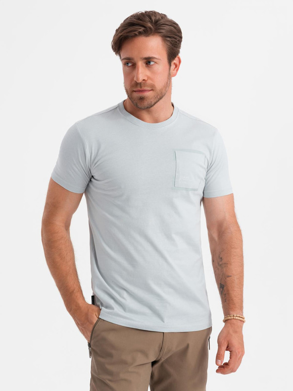 Ombre Clothing Světle šedé pánské tričko Ombre Clothing