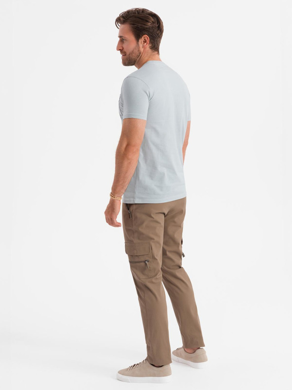 Ombre Clothing Světle šedé pánské tričko Ombre Clothing