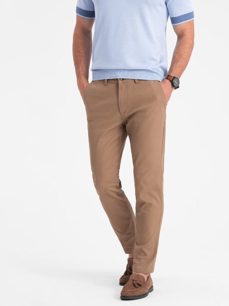 Ombre Clothing Světle hnědé pánské slim fit chino kalhoty Ombre Clothing