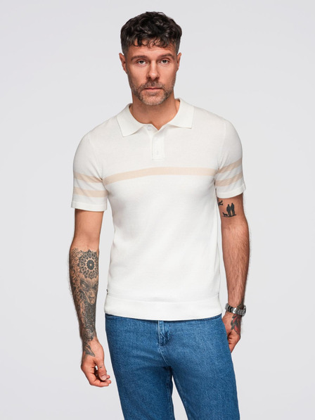 Ombre Clothing Krémová pánská polokošile Ombre Clothing