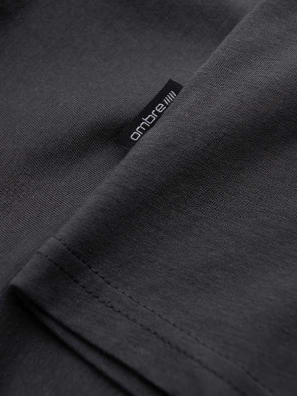 Ombre Clothing Tmavě šedé pánské basic tričko s véčkovým výstřihem Ombre Clothing