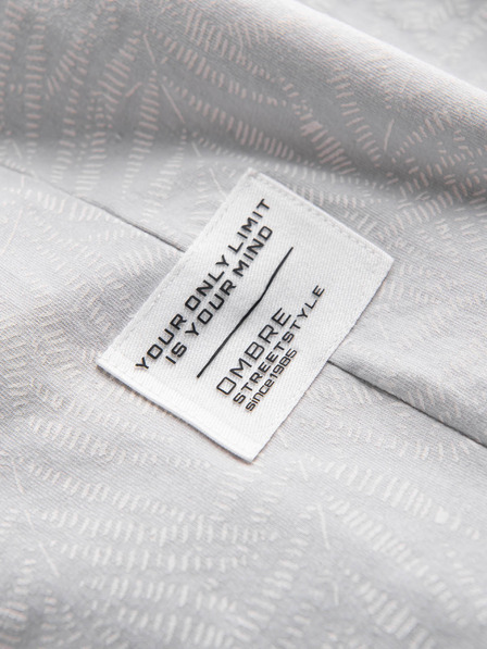 Ombre Clothing Světle šedé pánské vzorované tričko Ombre Clothing