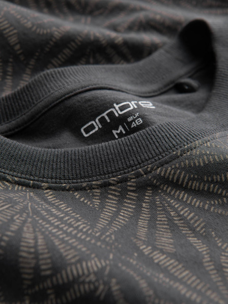 Ombre Clothing Tmavě šedé pánské vzorované tričko Ombre Clothing