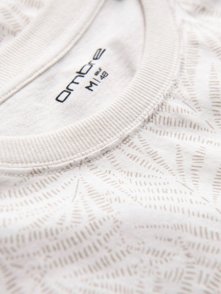 Ombre Clothing Krémové pánské vzorované tričko Ombre Clothing