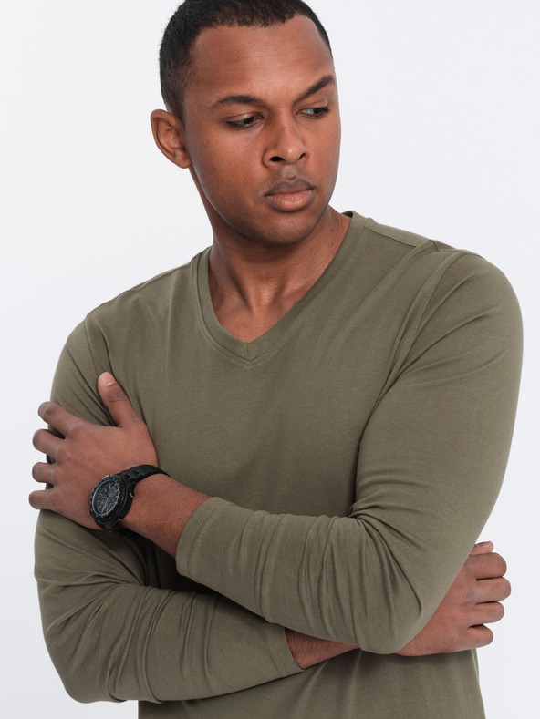 Ombre Clothing Khaki pánské basic tričko Ombre Clothing