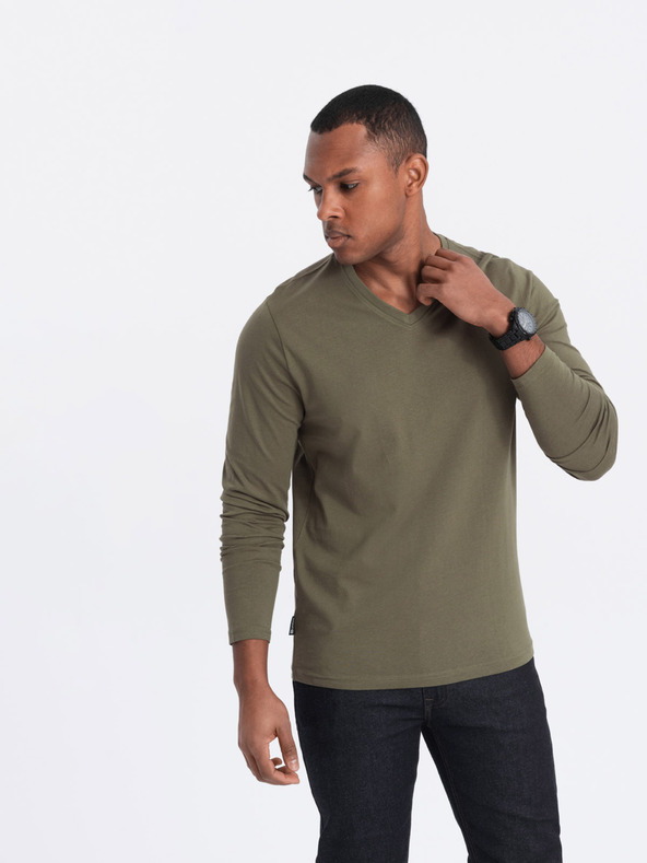 Ombre Clothing Khaki pánské basic tričko Ombre Clothing