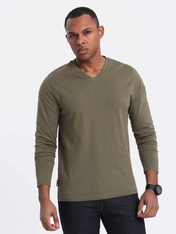 Ombre Clothing Khaki pánské basic tričko Ombre Clothing