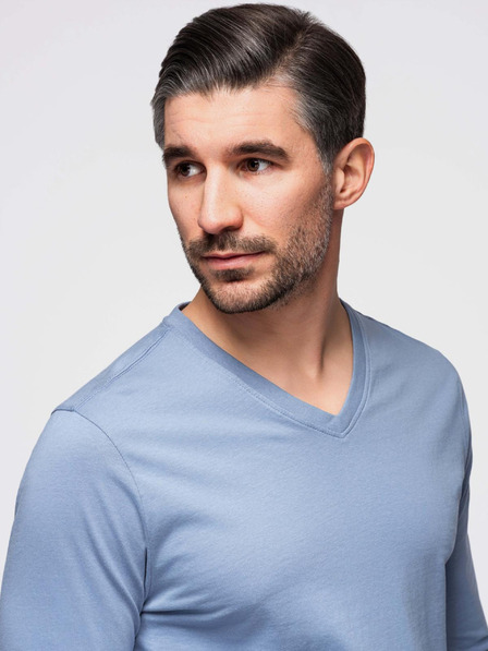 Ombre Clothing Světle modré pánské basic tričko Ombre Clothing