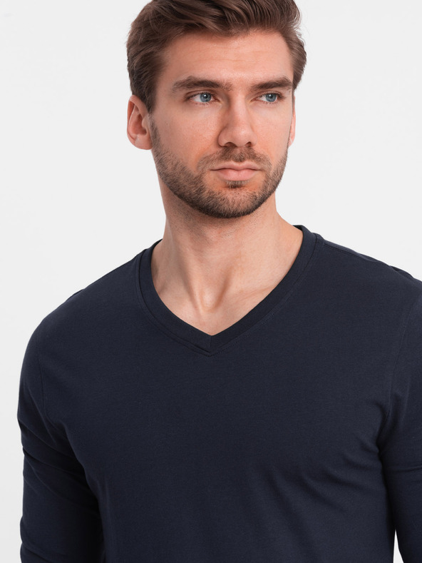 Ombre Clothing Tmavě modré pánské basic tričko Ombre Clothing