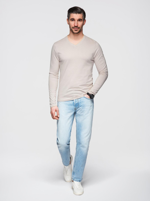 Ombre Clothing Béžové pánské basic tričko Ombre Clothing