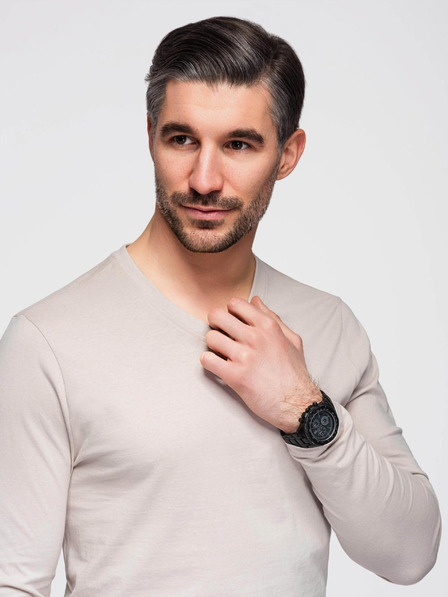 Ombre Clothing Béžové pánské basic tričko Ombre Clothing