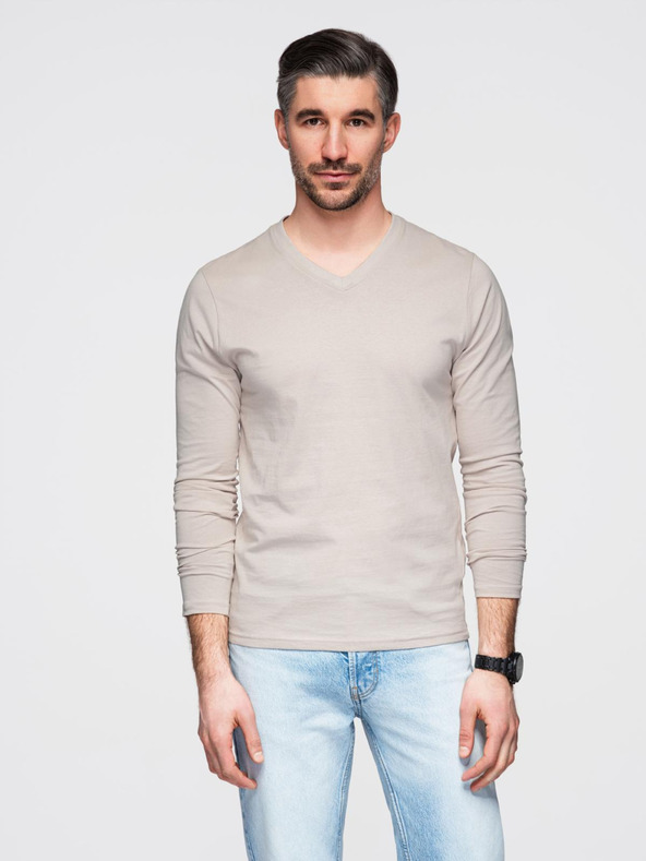 Ombre Clothing Béžové pánské basic tričko Ombre Clothing