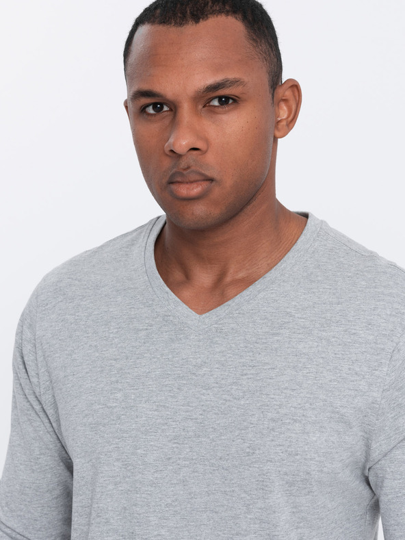 Ombre Clothing Světle šedé pánské basic tričko Ombre Clothing