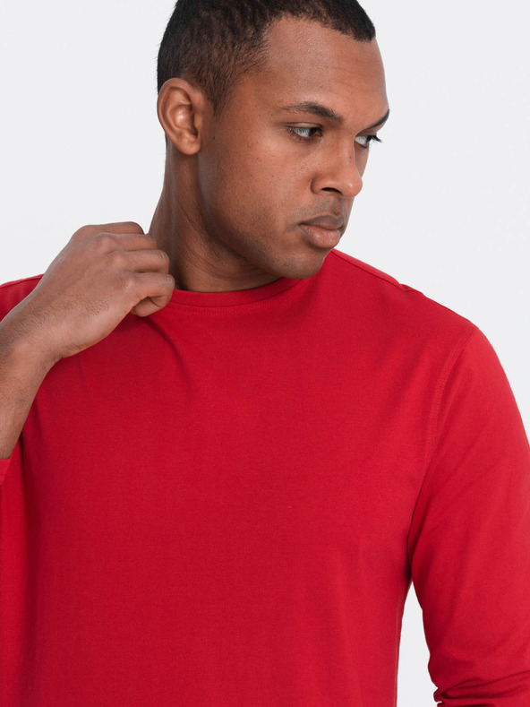 Ombre Clothing Červené pánské basic tričko Ombre Clothing