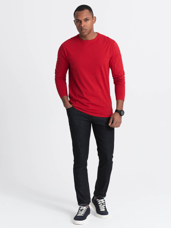 Ombre Clothing Červené pánské basic tričko Ombre Clothing