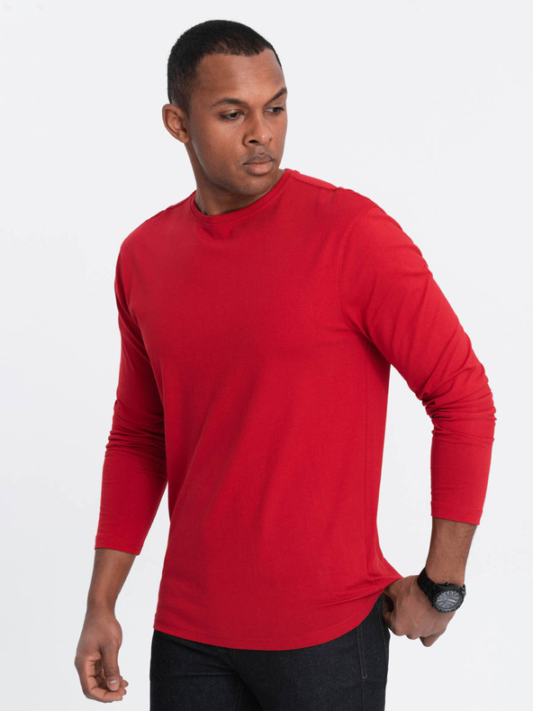 Ombre Clothing Červené pánské basic tričko Ombre Clothing