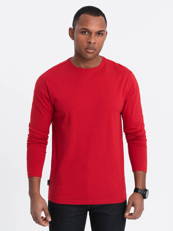 Ombre Clothing Červené pánské basic tričko Ombre Clothing