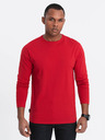 Ombre Clothing Červené pánské basic tričko Ombre Clothing