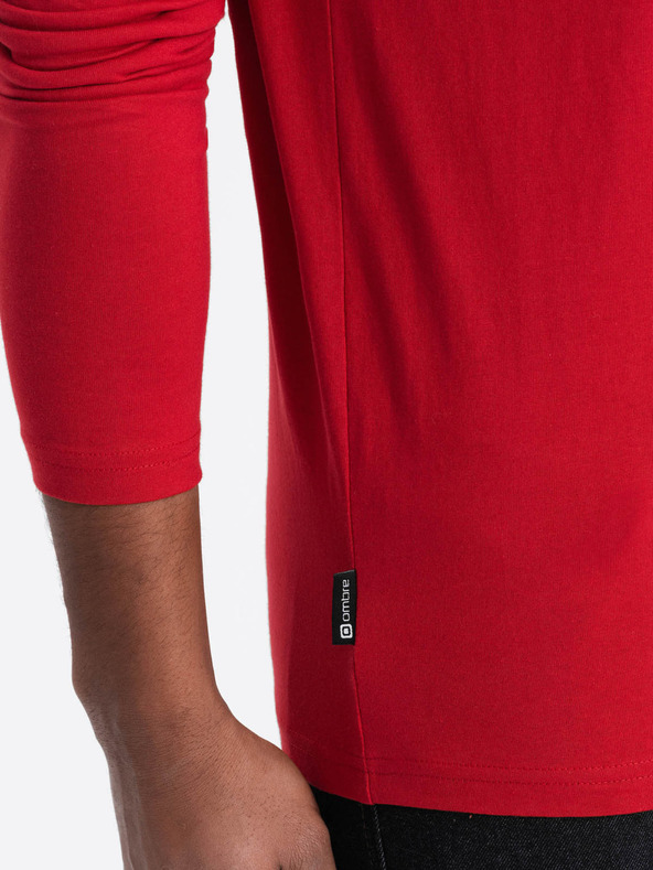 Ombre Clothing Červené pánské basic tričko Ombre Clothing