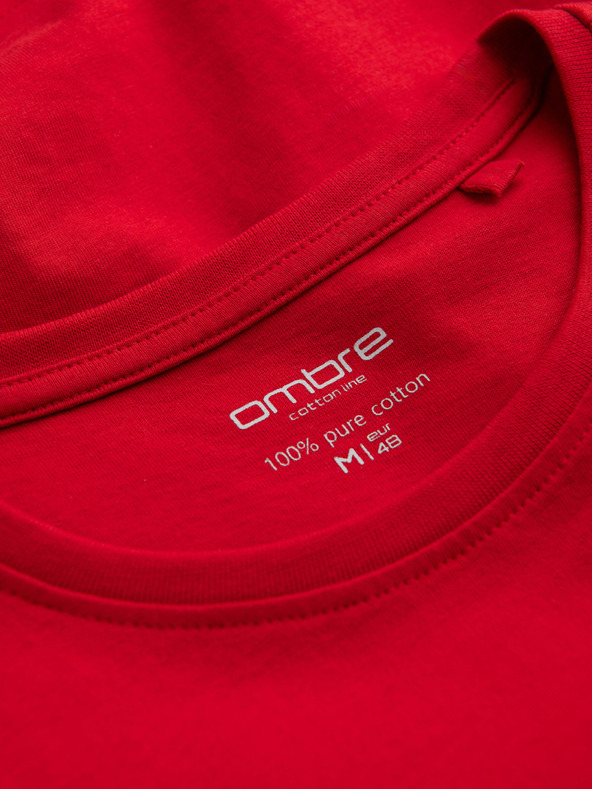 Ombre Clothing Červené pánské basic tričko Ombre Clothing