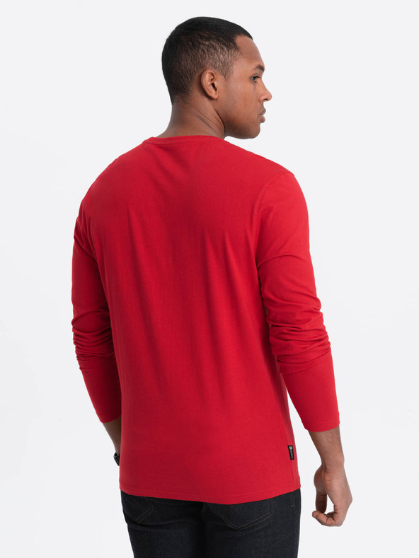Ombre Clothing Červené pánské basic tričko Ombre Clothing