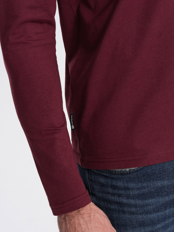 Ombre Clothing Vínové pánské basic tričko Ombre Clothing