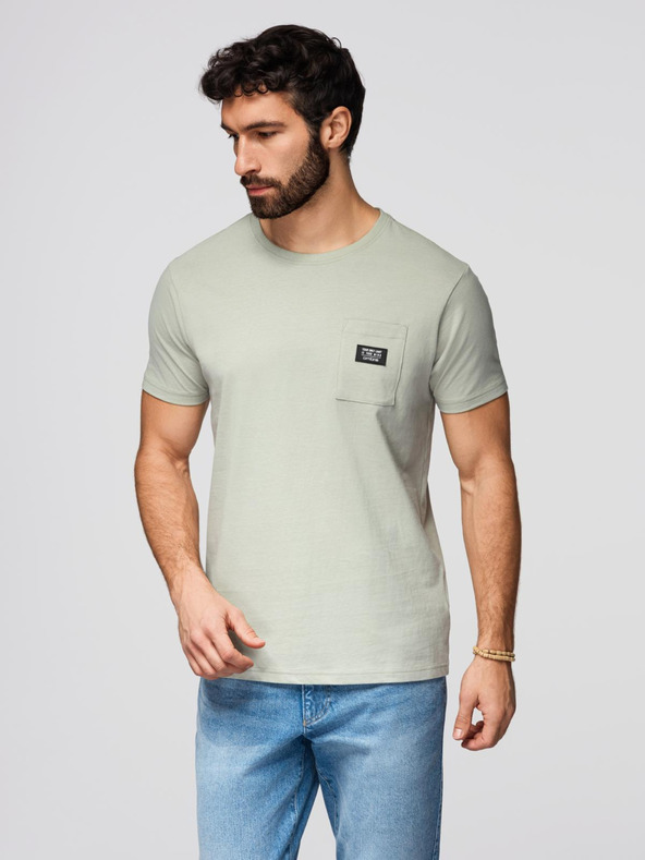 Ombre Clothing Pánské volnočasové tričko s kapsičkou Ombre Clothing zelená
