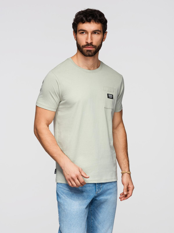 Ombre Clothing Pánské volnočasové tričko s kapsičkou Ombre Clothing zelená
