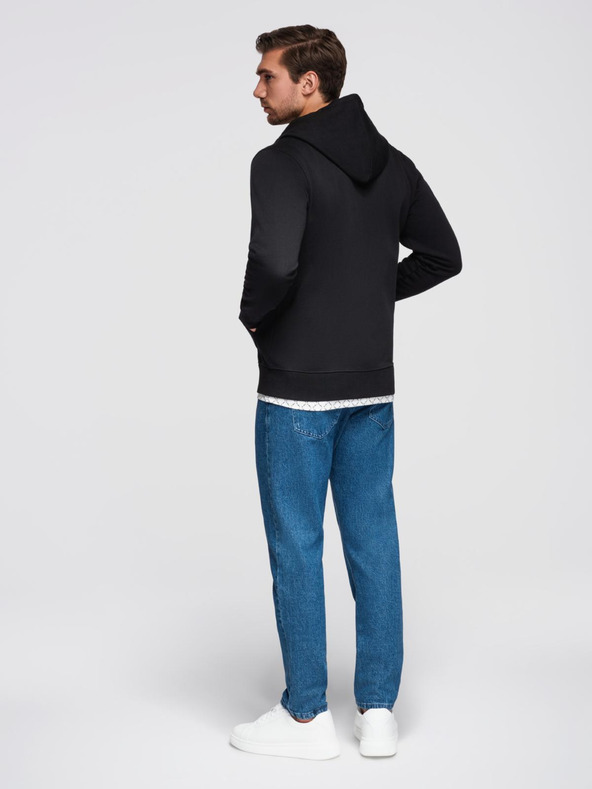 Ombre Clothing Černá pánská basic mikina na zip s kapucí Ombre Clothing