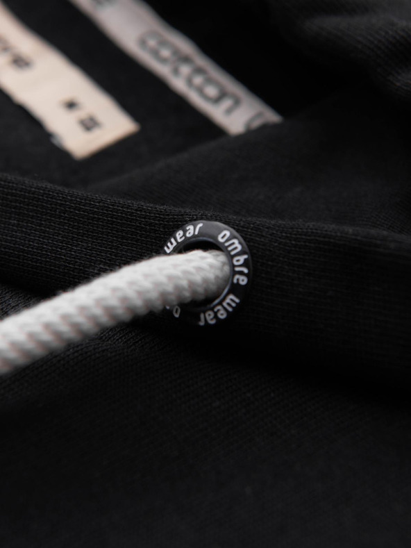 Ombre Clothing Černá pánská basic mikina na zip s kapucí Ombre Clothing