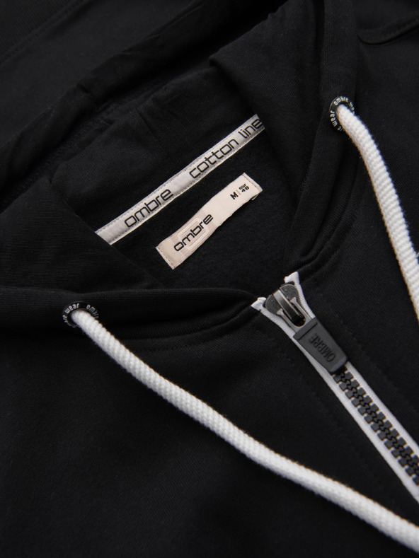 Ombre Clothing Černá pánská basic mikina na zip s kapucí Ombre Clothing