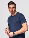 Ombre Clothing Tmavě modré pánské tričko s kapsičkou Ombre Clothing