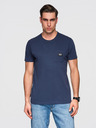 Ombre Clothing Tmavě modré pánské tričko s kapsičkou Ombre Clothing