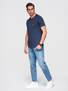 Ombre Clothing Tmavě modré pánské tričko s kapsičkou Ombre Clothing