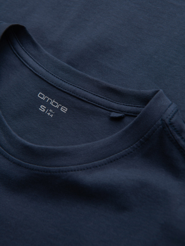 Ombre Clothing Tmavě modré pánské tričko s kapsičkou Ombre Clothing